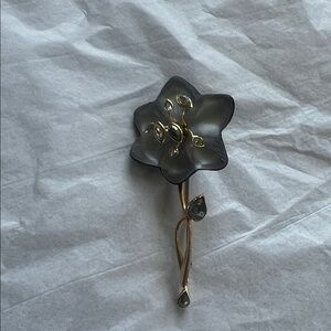 Alexis Bittar Gray and Gold Flower Brooch